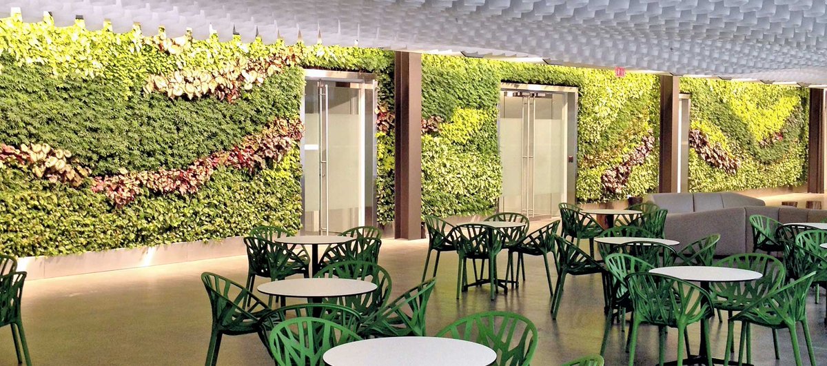 📍Atlanta Office Building 👉 This major auto finance company has installed a massive 1,008 sqft VERSA WALL® in the building’s cafeteria. The nature-inspired beauty of the wall helps creates a calm and peaceful environment for employees who need a moment to relax #biophilia