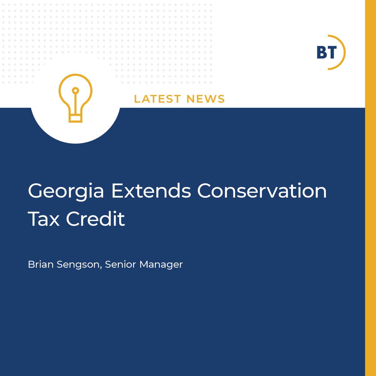 The Georgia Conservation Tax Credit has been extended, but restrictions apply. Brian Sengson, Senior Manager in our SALT practice, discusses how approval of the credit works: hubs.la/Q01mrPtF0 #Accounting #PaceOfChange