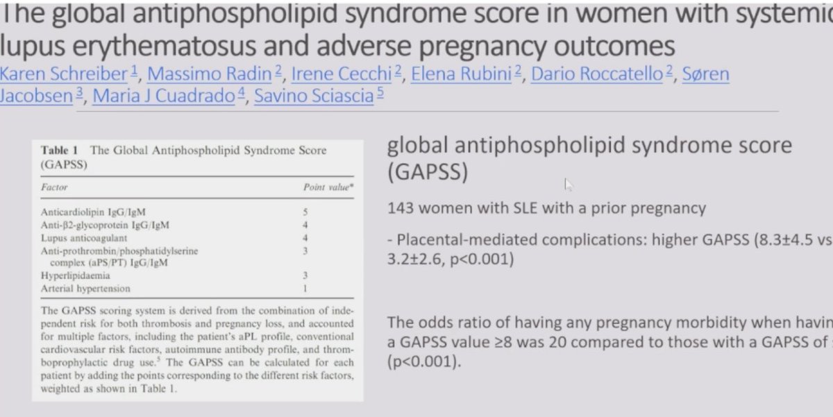 ori_114's tweet photo. GAPSS:Global #antiphospholipid syndrome score
✅anticardiolipin IgG/M
✅antiβ2GP1
✅LAC
✅aPS/PT
✅hyperlipidaemia
✅hypertension

Higher GAPSS>8→⬆️pregnancy morbidity

#rheumapreg #reproductivehealth https://t.co/2KXmuM399c