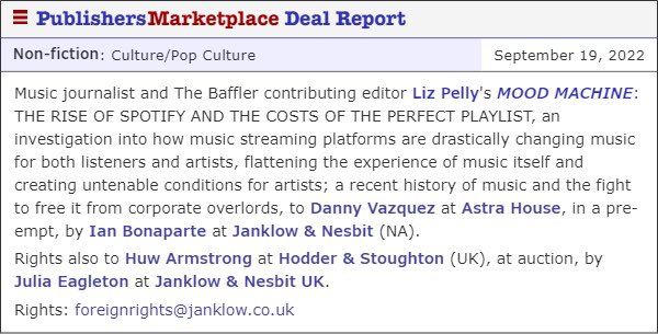 vazquezwithaz's tweet photo. Oh, look at this. Spotify announces an audiobooks program on the same day that @lizpelly announces the forthcoming publication of her damning investigation into the streaming platform economy? Coincidence??? Yeah, sure. https://t.co/g9mI9TGcA0