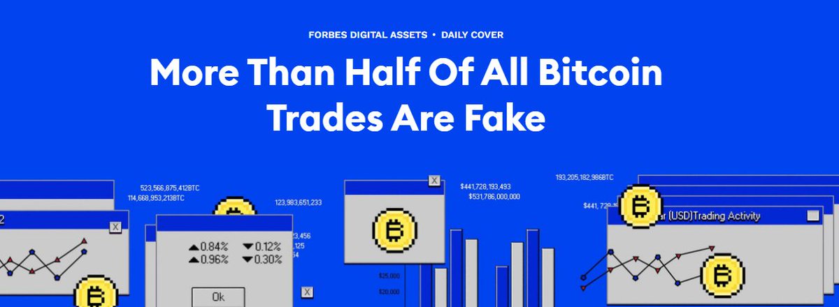 According to <a href="/Forbes/">Forbes</a> recent research more than half of all Bitcoin trades are Wash Trades - meaning they are fake.
Let's explore what is Wash Trading and why it should concern you
🧵
1/8