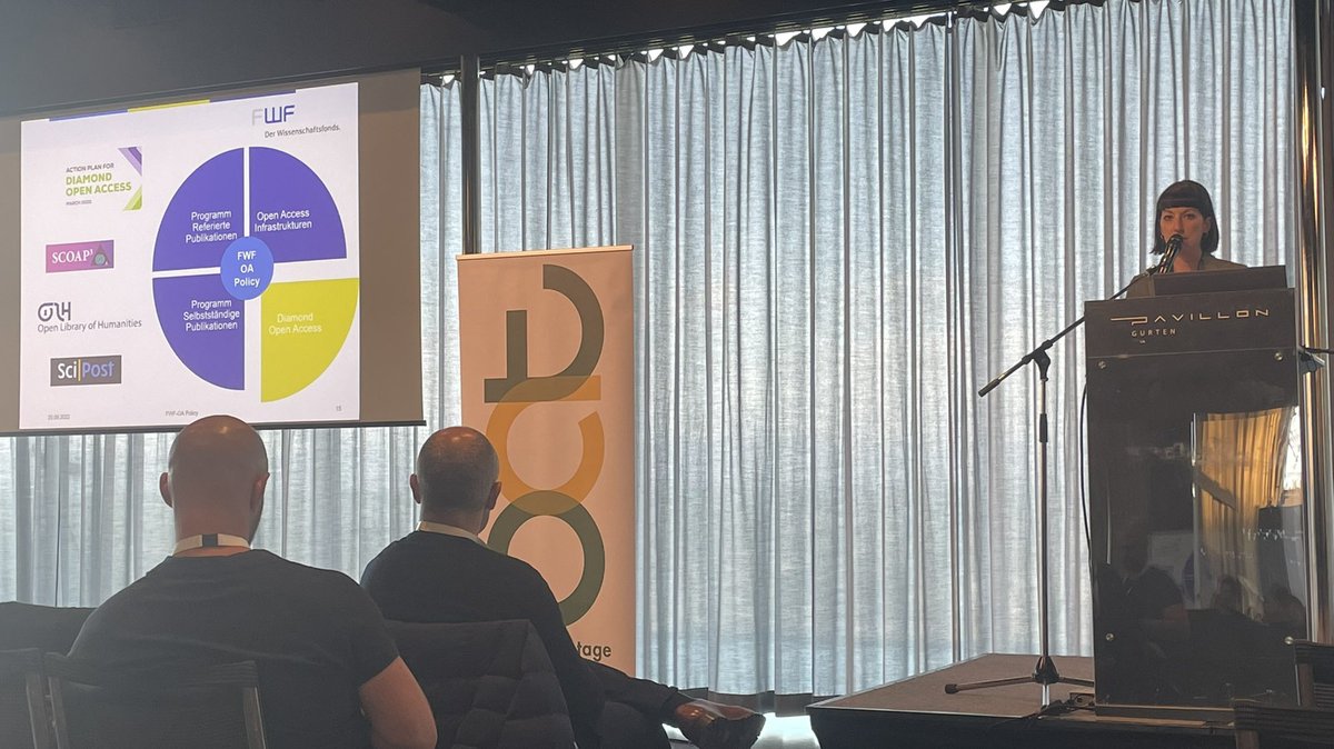 Great to hear @KatharinaRieck explain how engaged <a href="/FWF_at/">FWF</a> is in supporting #openaccess including #DiamondOA and <a href="/OAPENbooks/">OAPEN (account inactive)</a> - much appreciated! #oat22