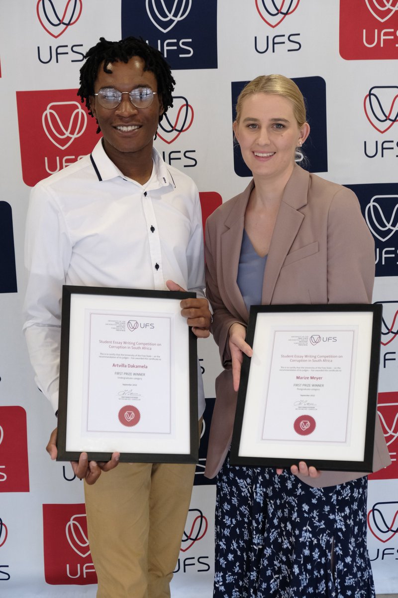UFSweb's tweet photo. UFS announces winners in Student Essay Writing Competition on Corruption
π°: https://t.co/bSQea2RL96
#UFSanticorruption | #UFSagainstcorruption | #CombatingCorruption | #CombatingCorruptionInSA https://t.co/U1rAAOGo0z