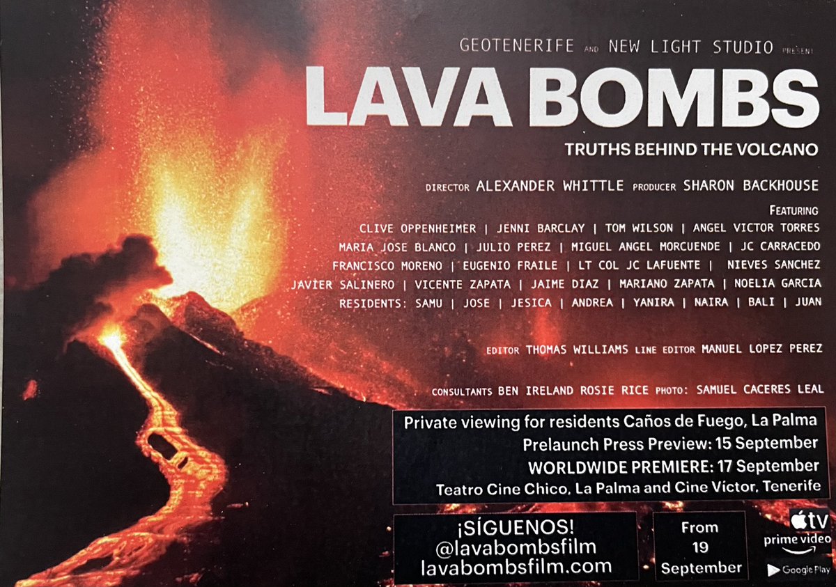 OUT NOW: our explosive documentary @lavabombsfilm that digs deep behind the headlines of the Volcán de #Tajogaite eruption in Cumbre Vieja, La Palma.

Watch here ⬇️

Google Play: play.google.com/store/movies/d…

Amazon Prime: amazon.co.uk/gp/video/detai…

Apple TV: itunes.apple.com/gb/movie/lava-…