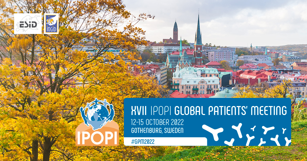 ipopi_info's tweet photo. The Global Patients' Meeting is less than a month away! We are excited to welcome PID patient representatives from around the world to this 4-day meeting in Gothenburg, Sweden, October 12-15. 

#GPM2022 #ESID #INGID #primaryimmunodeficiency #immunodeficiency https://t.co/FF142kT67N