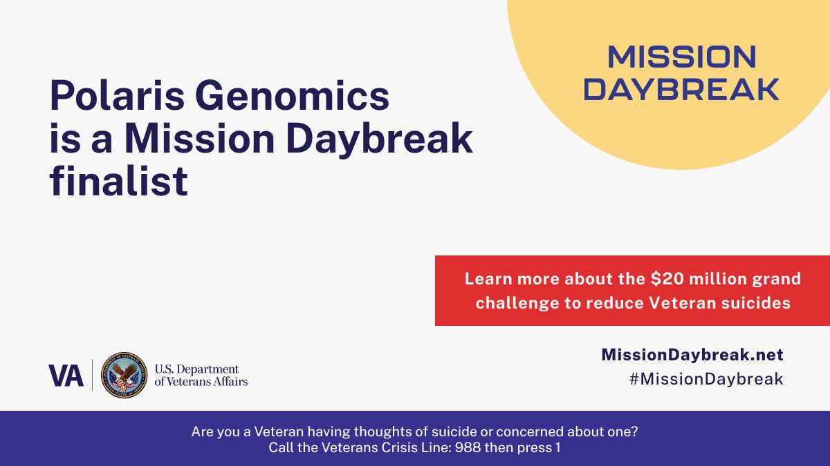 We’re proud to share that we are one of 30 finalists in the <a href="/DeptVetAffairs/">Veterans Affairs</a>' #MissionDaybreak, a $20 million challenge to reduce Veteran suicides. As a finalist, we received $250,000 and are advancing to the Phase 2 virtual accelerator. missiondaybreak.net/30-finalists-a…