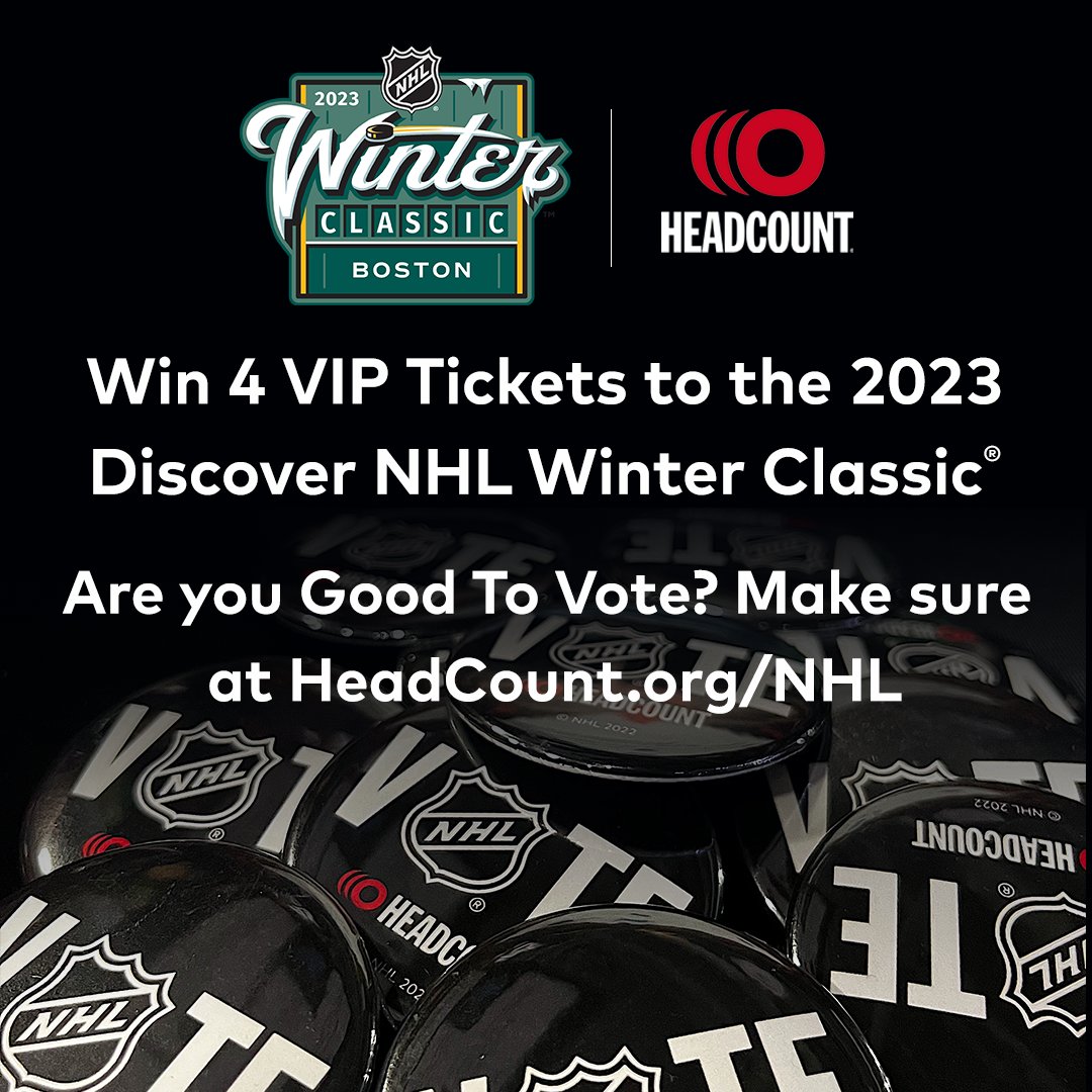We're teaming up with <a href="/HeadCountOrg/">HeadCount | Register To Vote</a> to offer you the chance to win 4 premium tix (hotel + airfare, too!) to the 2023 <a href="/Discover/">Discover</a> NHL Winter Classic game at @FenwayPark. Get started by checking your voter registration status at headcount.org/NHL #NationalVoterRegistrationDay