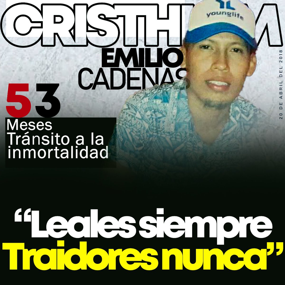 A 53 meses del tránsito a la inmortalidad de nuestro hermano Cristhiam Emilio Cadenas,
¡Tu CUUN Te dice Presente!.

#CUUN1914