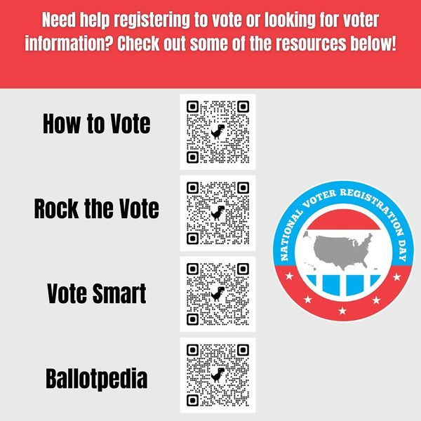 CUAlibraries's tweet image. Happy National Voter Registration Day!🗳️Celebrate democracy in America today by registering to vote, confirming your voter registration, or learning more about voting through these nonpartisan organizations! #nationalvoterregistrationday #voteready #mullenlibrary