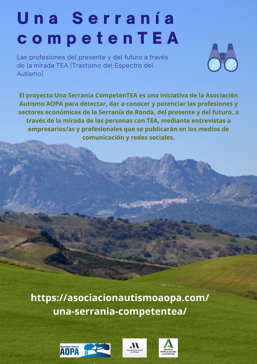 AsociacionAopa's tweet photo. Proyecto Una Serranía competenTEA. Las profesiones del presente y del futuro a través de la mirada TEA https://t.co/prmc3R5Npv https://t.co/vEmW5dIXju
