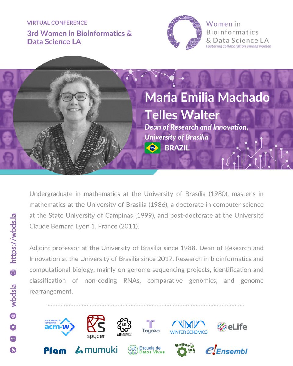 📣First day of the #3WBDSLA - #RosalindFranklinDay

🎙️Now the Keynote Speaker #Maria_Emilia_Walter will give a presentation entitled "In-silico methods for non-coding RNA analysis".

You can't miss it! 🤗

#Bioinformatics #NucleicAcids  #WomeninBioinformatics