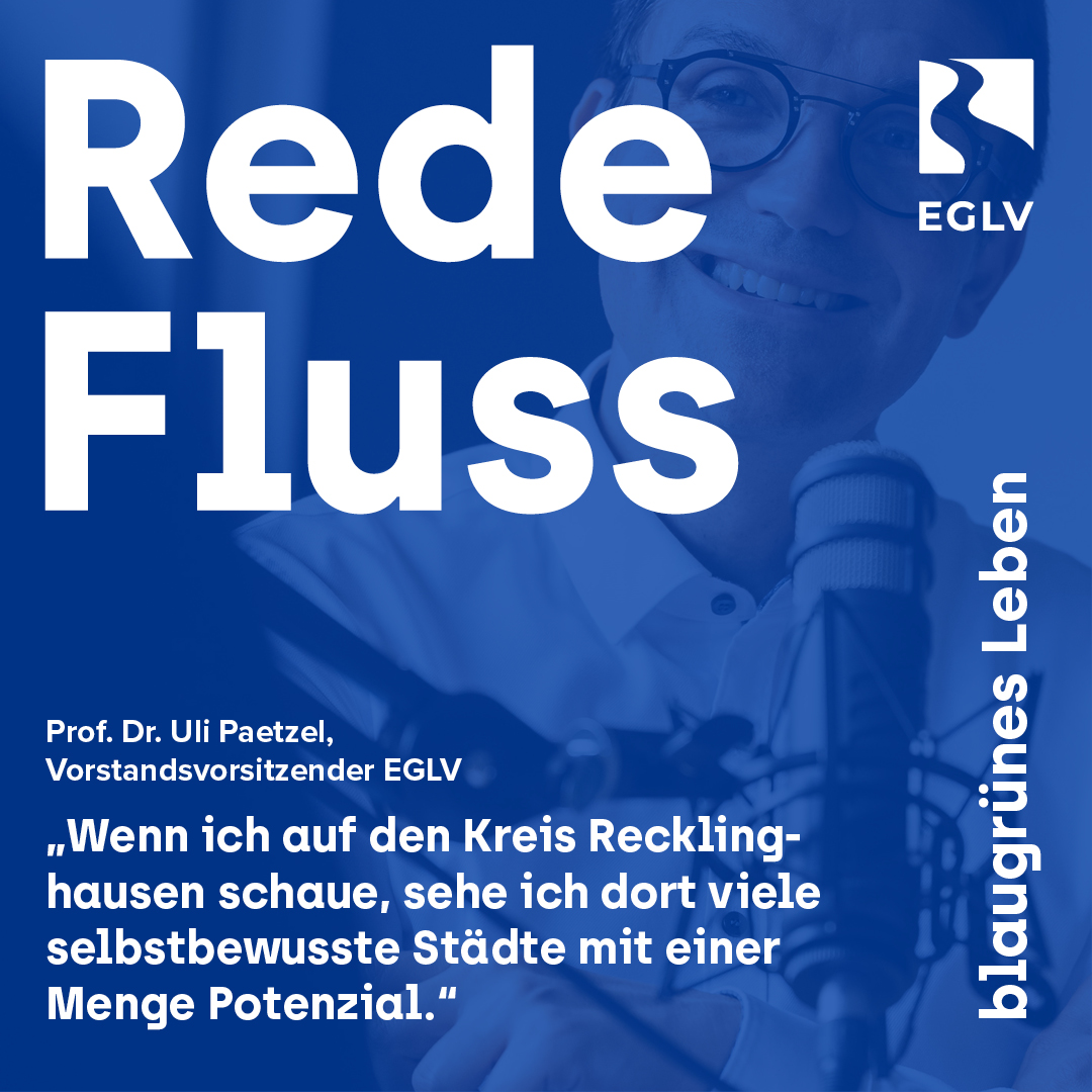EGLVde's tweet photo. In der 8. Folge des #EGLV-Podcasts #RedeFluss spricht unser Chef @uli_paetzel mit Bodo Klimpel, Landrat @kreis_re, über die nachhaltige Stadtentwicklung im nördlichen #Ruhrgebiet. Anhören könnt ihr euch die Episode auf allen gängigen Plattformen &amp; unter https://t.co/GS18k0ljy7 🎧 https://t.co/KQlDJDCwUB