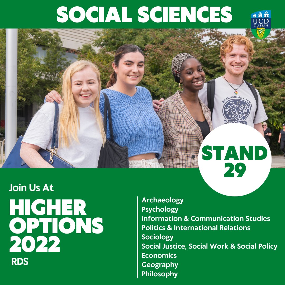 Come join us at stand 29 at Higher Options 2022 in the RDS tomorrow, Thursday and Friday where our team will be on hand to answer all of your questions! #rds #higheroptions #socialsciences