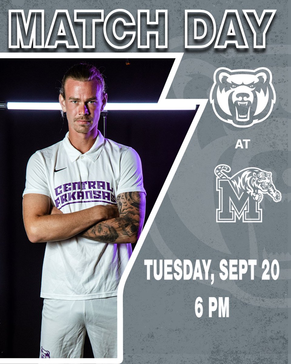 ucamenssoccer's tweet photo. It'll be a quick day-trip to Memphis, where we'll play the Tigers at 6 PM!

🆚- Memphis
📍- Memphis, Tenn.
📺- https://t.co/npkracthN5
📊- https://t.co/tuOw92l9ko
🕕- 6 PM

#BearClawsUp https://t.co/vBarOiR4fo