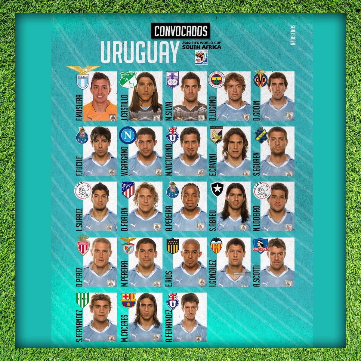 Este fue el plantel de Uruguay 🇺🇾 que salió 4º en el Mundial de Sudáfrica 2010 🏆 

¿Tenemos mejor equipo ahora? 🤔
Los leemos 👇🏼

📸 <a href="/nzdisenos/">nzdiseños</a>