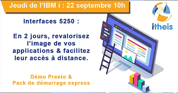 itheis_IBMi's tweet image. Jeudi IBM i jeudi 22/09 à 10h : Changez l’image de votre application : Offrez à vos utilisateurs une #interface WEB, avec les bénéfices de performance, sécurité et fiabilité de la plateforme #IBMi.
Avec @PhBourgeoisIBM et @TLabrunie
Infos &amp;amp; inscriptions : bit.ly/3DEFIqd