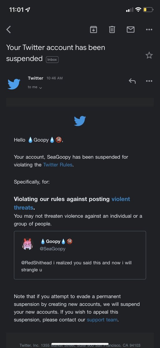 RedHotheadVT's tweet photo. @TwitterSupport can you please unsuspend my friend @SeaGoopy, this wasn't a serious threat, they're literally one of my best friends and it was just a joke and now they've been wrongfully suspended without warning;

Please give their account back, it's how they make a livelihood. https://t.co/4WvkWwQFBd