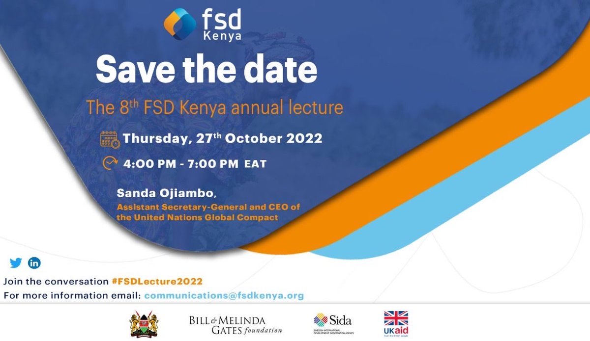 felistusmbole's tweet photo. So looking forward to the 8th Annual #FSDLecture by @FSDKe .
Please mark your calendar and join us for this momentous occasion. It never disappoints.
@tamarabcook @BalleUlla @natellous #InclusiveFinance #ValueofFinance https://t.co/IXiQ7vJVLu