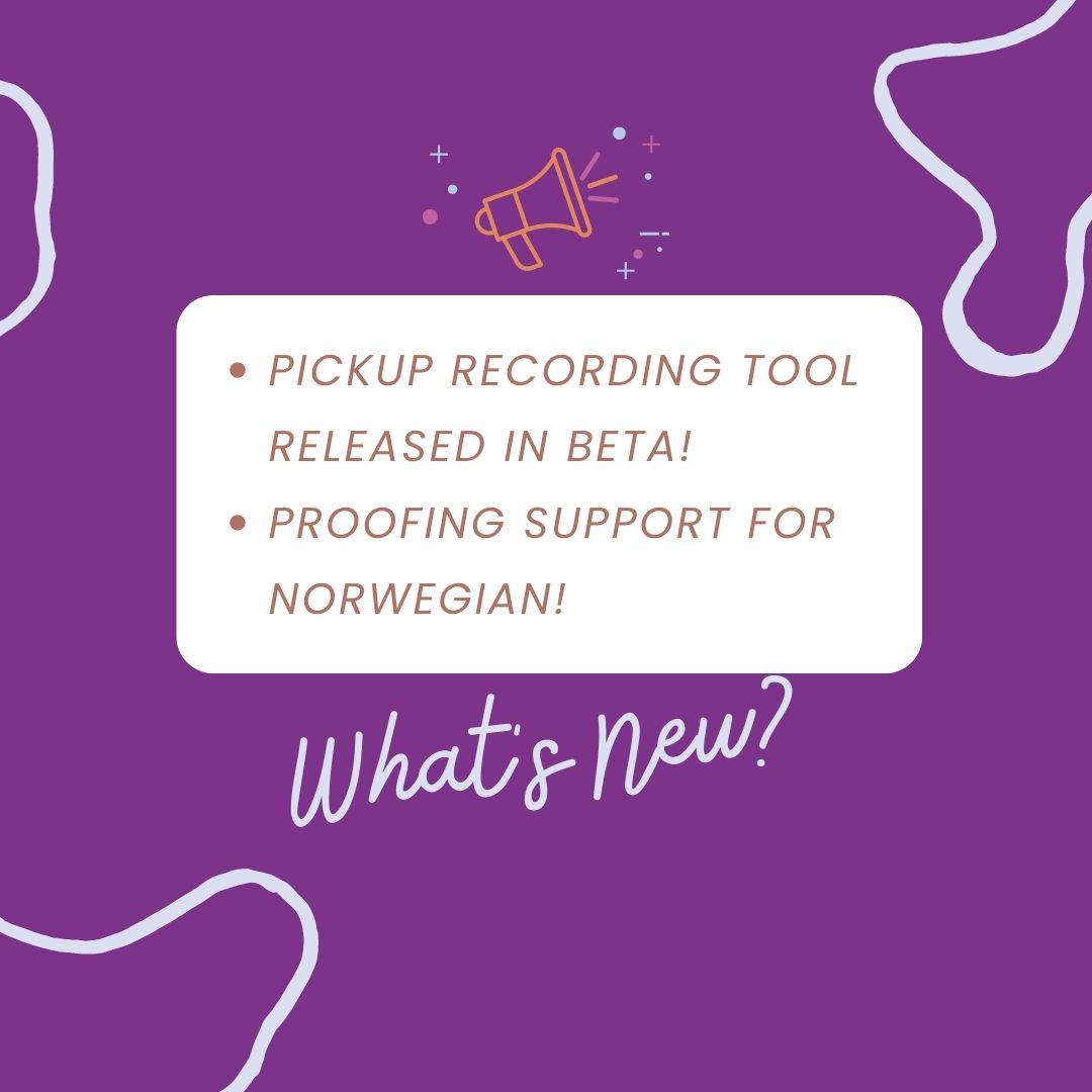 pozotron's tweet photo. It's been a great week here at Pozotron so far. Our new Pickup Recording Tool released (in BETA) and we also launched proofing support for Norwegian! 

Want to be a part of the focus groups for the Pickup Recording Tool? We'd love to know your thoughts! https://t.co/o67wf9jUMx