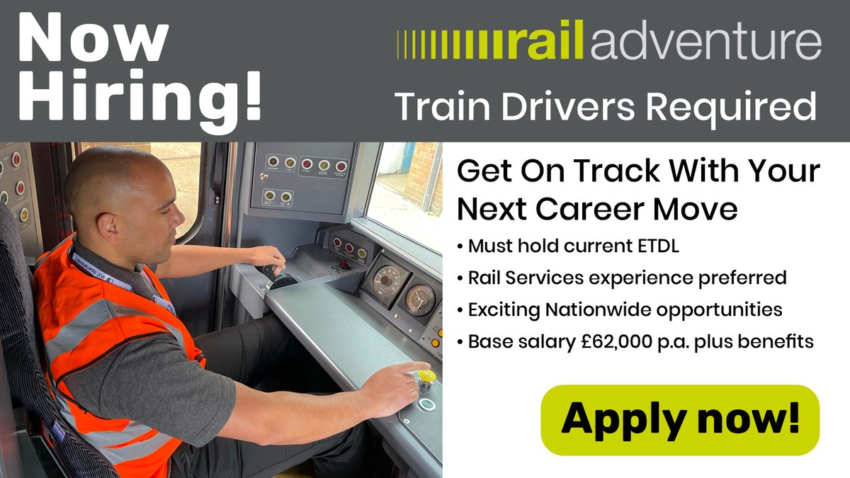 Calling all train drivers! Get on track with your next career move. Nationwide opportunities available. To apply now please send your CV to info@railadventure.uk