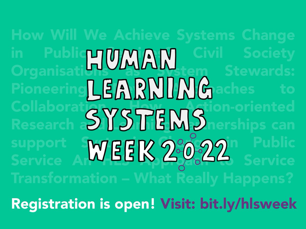 SocialPedagogy's tweet image. Excited about #HLSweek from 10-14 Oct! Register at bit.ly/hlsweek for a brilliant collection of free online events on #HumanLearningSystems and how to transform public service to achieve human freedom and flourishing
