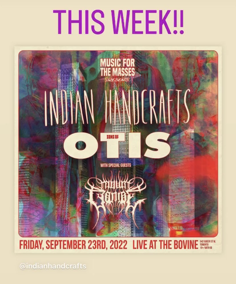 Heavy Show Alert!
This Friday at the Bovine - we take the stage in TO for the first time in about 3 years! With Sons of Otis and @mount_cyanide  #bovinesexclub #toronto #musicforthemasses