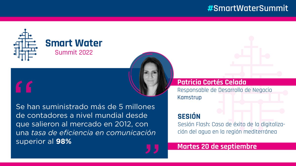 #SmartWaterSummit | <a href="/patricelada/">PATRICIA CORTÉS</a>, de <a href="/KamstrupGroup/">Kamstrup</a>: "Se han suministrado más de 5 millones de contadores a nivel mundial desde que salieron al mercado en 2012, con una tasa de eficiencia en comunicación superior al 98%".

iagua.es/smart-water-su…