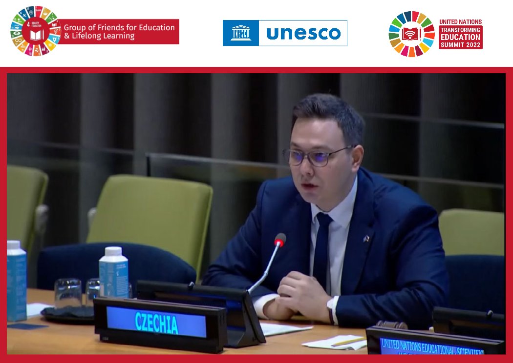 🗣️On behalf of <a href="/UN_GF4Education/">UN Friends for Education & Lifelong Learning 📕</a>, Mr. <a href="/JanLipavsky/">Jan Lipavský</a>, Minister of <a href="/CzechMFA/">Czech Ministry of Foreign Affairs</a>🇨🇿, urged the international community to transform our future by🎯tackling climate crisis and fostering ethically and socially responsible global citizens through education📕at #TransformingEducationSummit