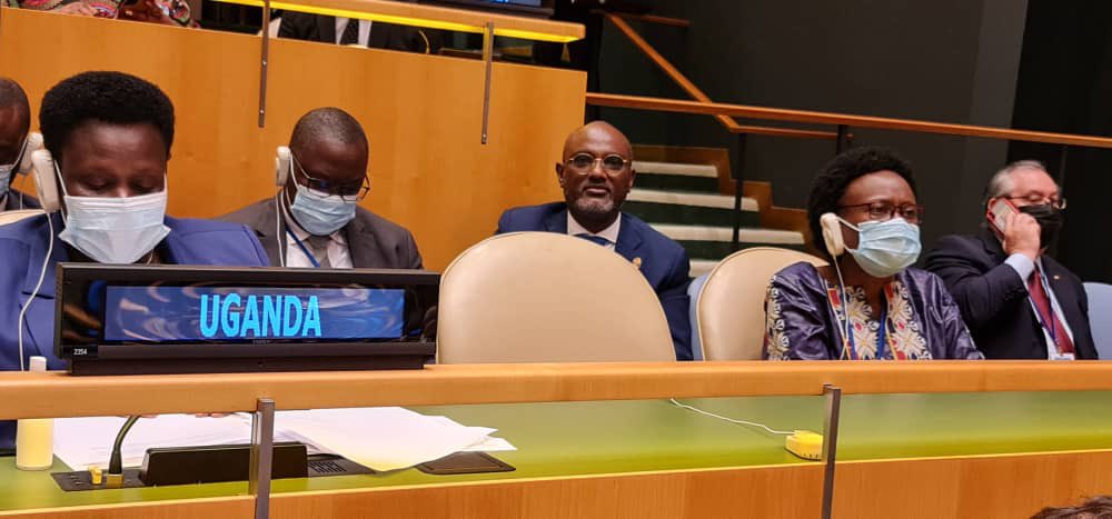 At the Opening ceremony of the 77th UN General Assembly. The Ugandan delegation is led by Her Excellency @jessica_alupo.