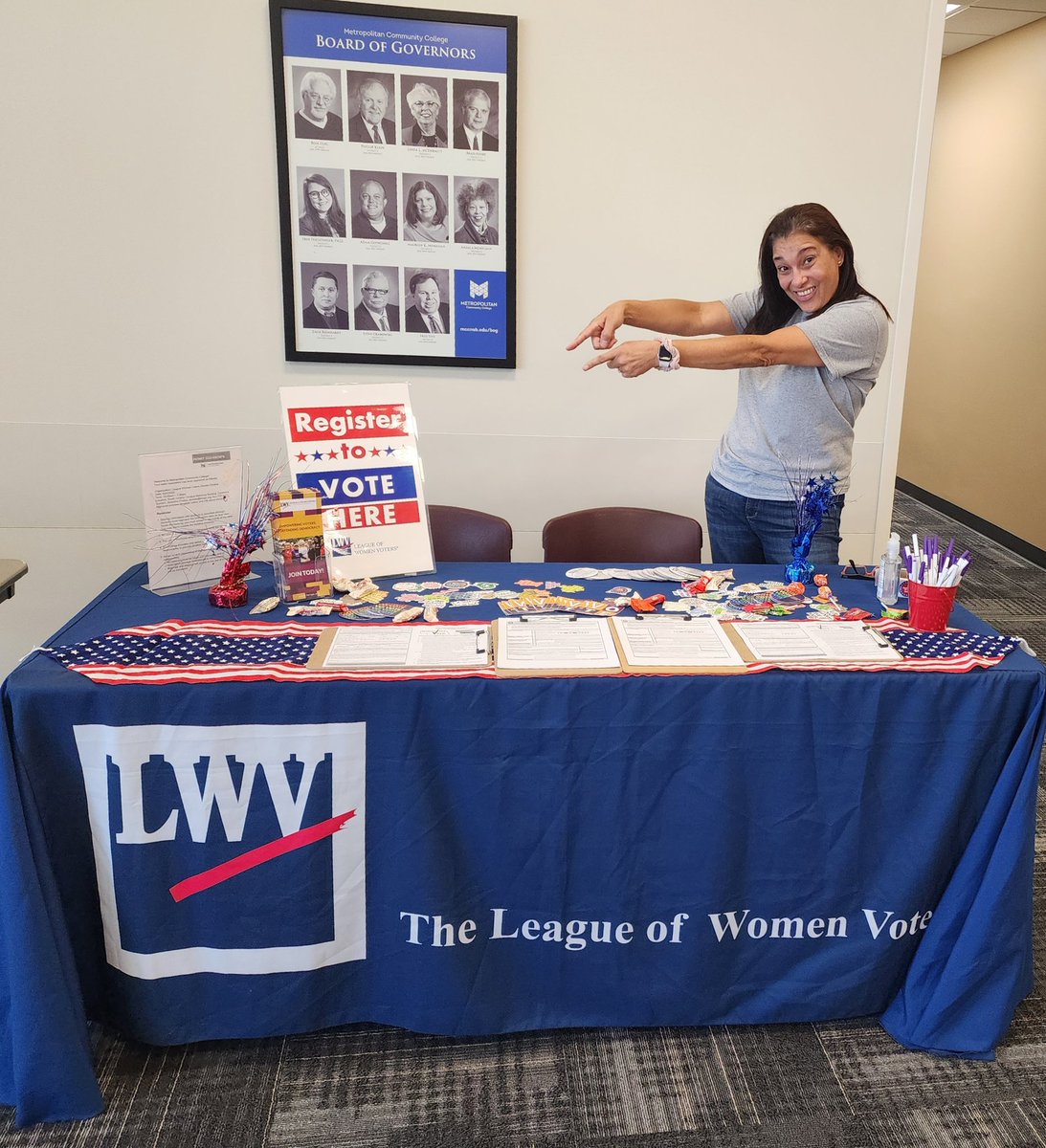 mccneb's tweet photo. Today is #NationalVoterRegistrationDay and the League of Women Voters is here for you! Stop by the Mahoney Building at the South Omaha Campus today until 2 p.m. and register to vote. Your voice matters! https://t.co/fy13cFqCAb
