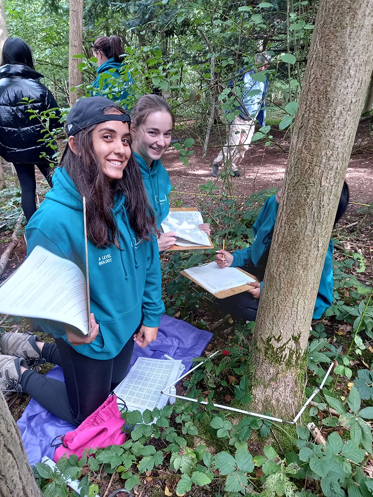 QueenswoodSch's tweet photo. It's Day 1 of the Year 13 Biologists’ field trip to @FSCJuniperHall , where they are conducting a Woodland Biodiversity study.  It includes mark recapture and a comparison study of a coppiced and mature forest. @QueenswoodSTEM @RoyalSocBio https://t.co/asLL07fLdw