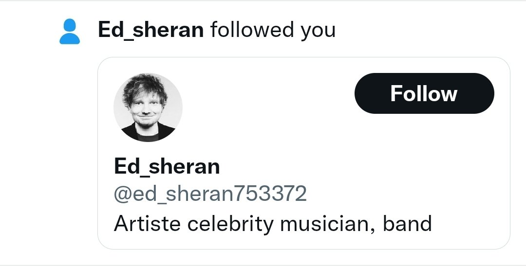 We finally made it! We're being followed by this *totally real* Ed Sheeran Twitter account! Gonna private message him to see if he wants to endorse carbon fee and dividend 😁😁😁