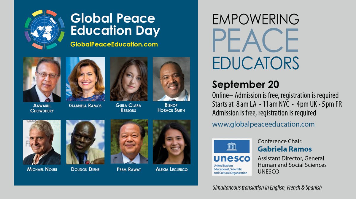 GlobalPeaceEdu1's tweet photo. The conference is live now. Watch as much as you can today! It's a unique perspective on "peace education," being presented by some of the world's leading #peaceeducators
https://t.co/LL1GN7HqJN
#PeaceEducationProgram
PLEASE RETWEET and tell friends and community.
Thank you https://t.co/IEbutkJzCv