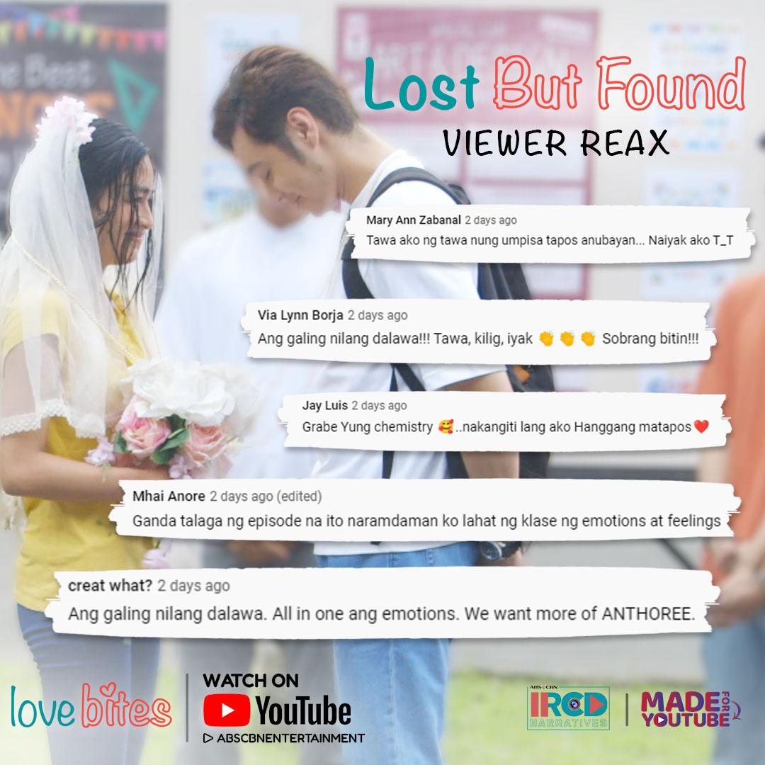 KapamilyaTFC's tweet image. TAWA, KILIG, IYAK  😂😳😢

Here are the viewers’ reactions after watching the #LostButFound episode of #LoveBites! bit.ly/LostButFoundLo…

#LoveBitesMFYT