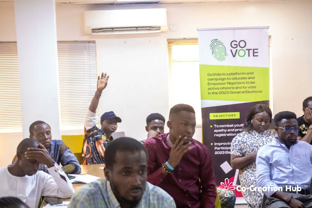 GovoteNg's tweet photo. We continued the capacity building workshop for #GovoteNg master volunteers to boost young people voter turnout in the 2023 elections.
Youth participation in #governance in Nigeria is important for the advancement of our democratic process to promote
#NigeriaDecides2023 https://t.co/R3UZ7UUgnQ
