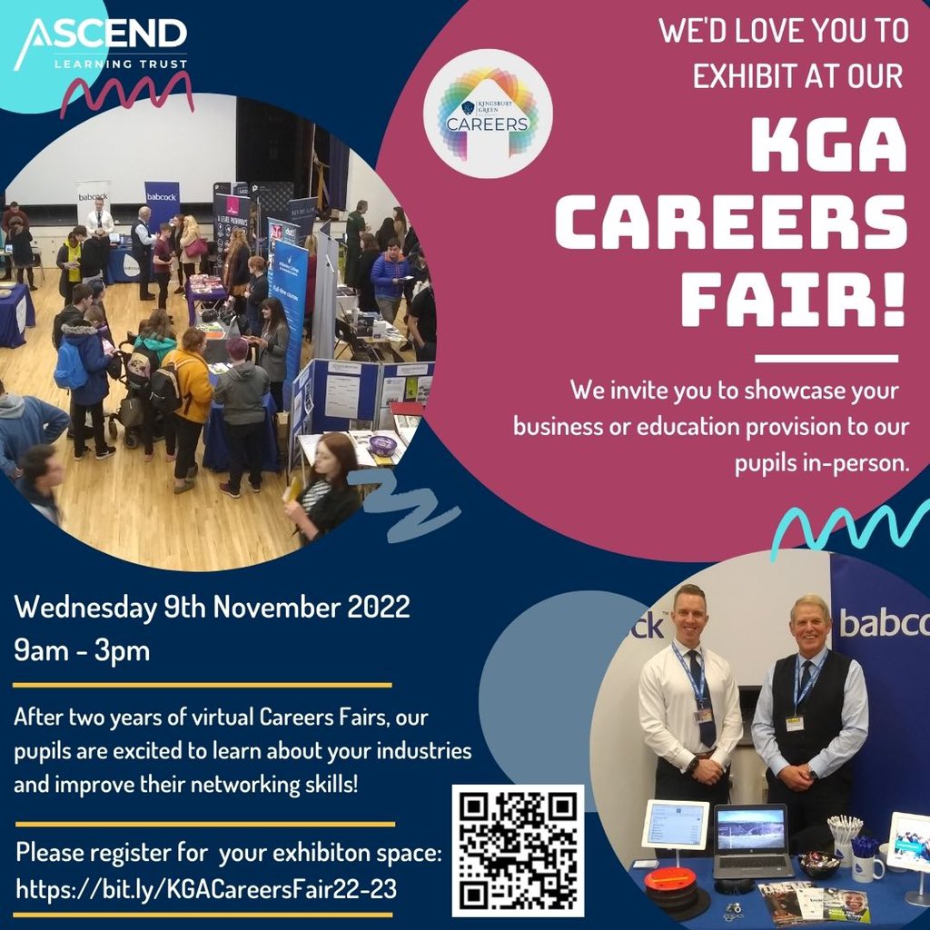 Please come &amp; exhibit at our Careers Fair <a href="/kingsbury_green/">Kingsbury Green Academy</a> in Calne! Also a great chance for your employees to develop their own networking skills &amp; an opportunity to meet potential future employees. Register for your exhibition space here: bit.ly/KGACareersFair… #kga_careers