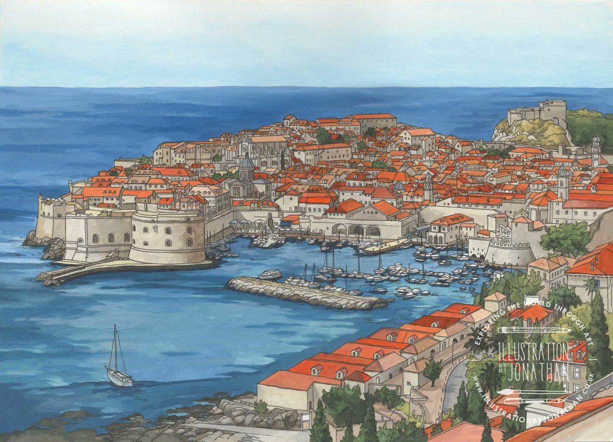 New in the Online Shop: Dubrovnik, Croatia (Original Painting) buff.ly/3dhZv3Z #europepaintings #originalartwork #worksonpaper