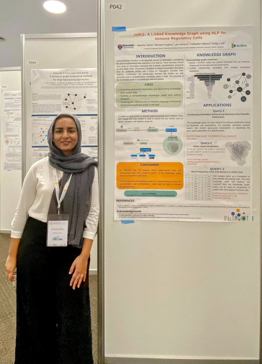 Ayesha Sahar (@ayeshaa_sahar) on Twitter photo Presenting my PhD research on building a comprehensive knowledge graph for Immune regulatory cells with useful relationships between important entities at <a href="/ECCBinfo/">ECCB2026 Geneva, Switzerland</a>. Thanks for the amazing support and opportunity to be here!
<a href="/phillord/">Phillip Lord</a> @SciBite <a href="/INsTRuCT_h2020/">INsTRuCT</a>
#ECCB2022 Presenting my PhD research on building a comprehensive knowledge graph for Immune regulatory cells with useful relationships between important entities at <a href="/ECCBinfo/">ECCB2026 Geneva, Switzerland</a>. Thanks for the amazing support and opportunity to be here!
<a href="/phillord/">Phillip Lord</a> @SciBite <a href="/INsTRuCT_h2020/">INsTRuCT</a>
#ECCB2022