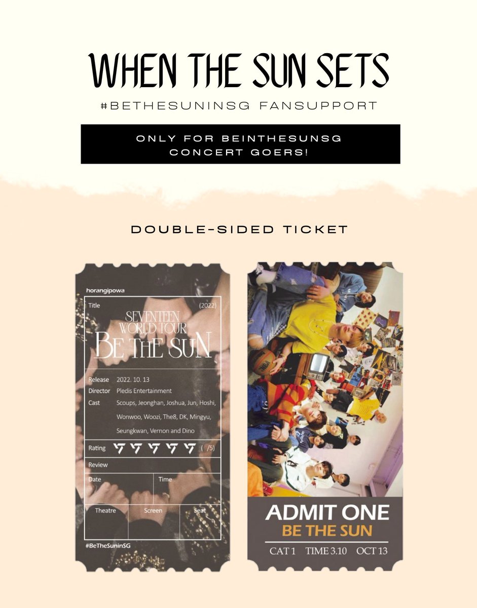horangipowa's tweet photo. [ help rt! ]

When the Sun Sets 🌄
— SVT #BETHESUNinSG fansupport &amp; fanpack

How 2 Redeem?: (fcfs, free ticket OR pc)
🌻 rt + like
🌻 follow me!
🌻 STRICTLY no reselling / retrading

trades are welcome! DM if interested ~
fanpack po link: https://t.co/Bx0KIeyMYy

#BeTSinSG https://t.co/qiVFJjgTSB