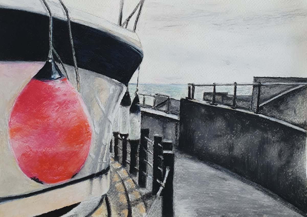 Never thought painting cement would be so enjoyable. Very different subject from my usual landscapes using oil pastel on textured paper.
#painting #yacht #oilpastel #seaview #tuesdayvibe #paintingoftheday #joyofpainting #ArtistOnTwitter #art