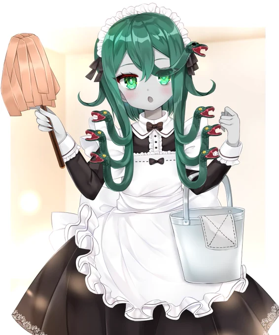 SkebでvtuberのMovoTheGorgonさんを描かせていただきました!髪型が個性的で素敵ですリクエストありがとうございました! #Skeb #Commission より 