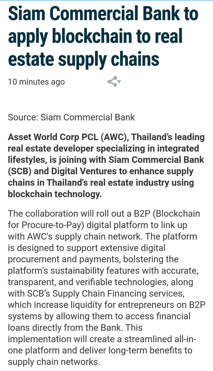 1CrypticPoet's tweet photo. 🔥 JUST IN: Ripple Partner Siam Commercial Bank to apply blockchain to real estate supply chains

https://t.co/acvJTb5wvl #xrp $xrp #XRPCommunity #crypto #blockchain https://t.co/mAFDh7SaQ6