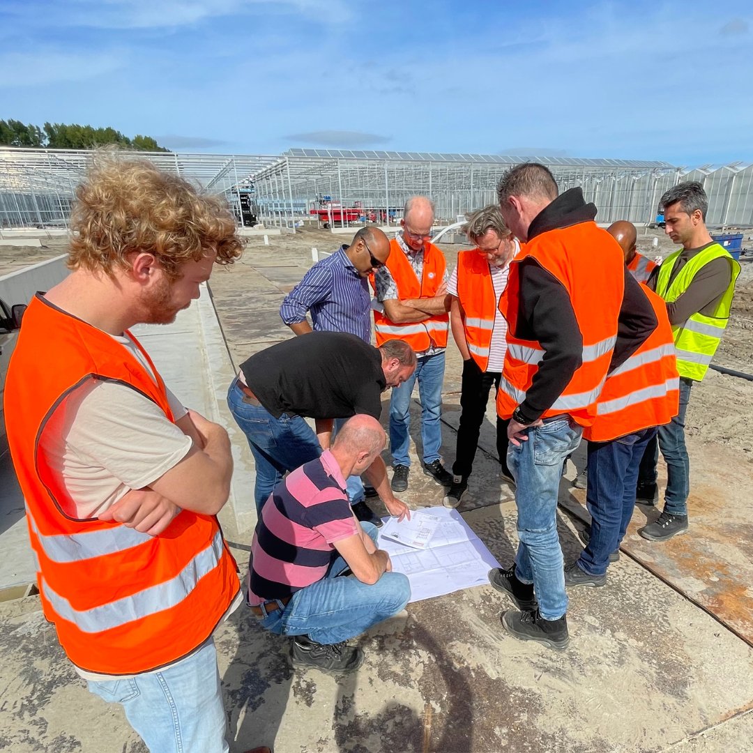 BOALSystems's tweet photo. Earlier this week all engineers involved with the #Optiflor project of #Technokas, visited the construction site. "It's very cool to see that what you came up with as a team is actually being built."

#ESG #greenhouse #greenhouseconstruction #sustainablecultivation #engineering https://t.co/wThq0aOdCQ