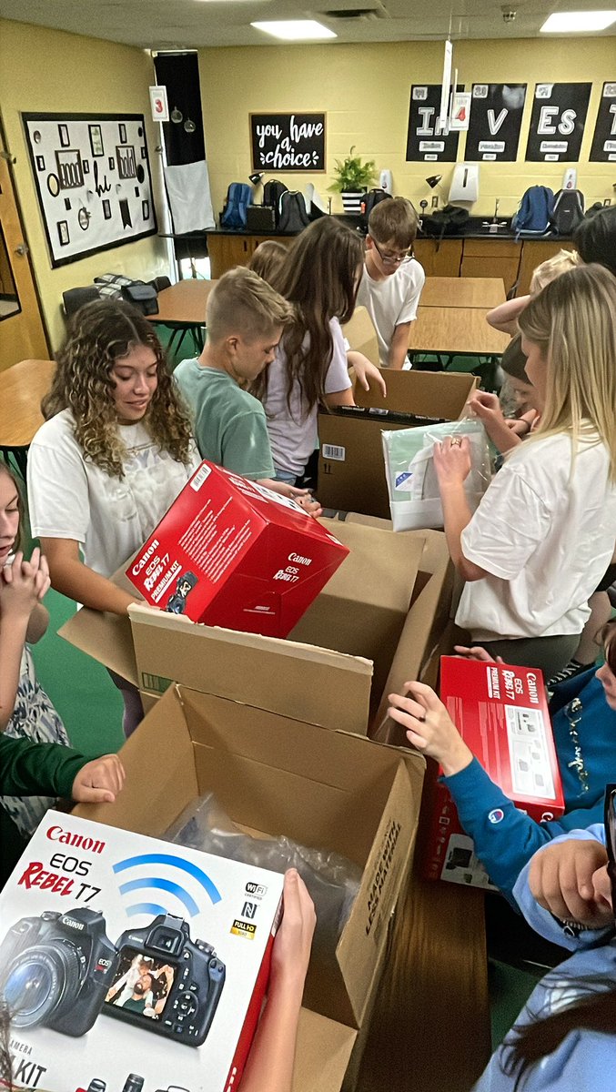 TheAiredalePost's tweet photo. Yesterday we got to unbox all of our equipment purchased through our Donors Choose Project. We want to send a huge THANK YOU to everyone who helped us get our project FULLY FUNDED in just under one week! We are so excited to start taking pictures with all of our new cameras. https://t.co/LZx0dLPQCL