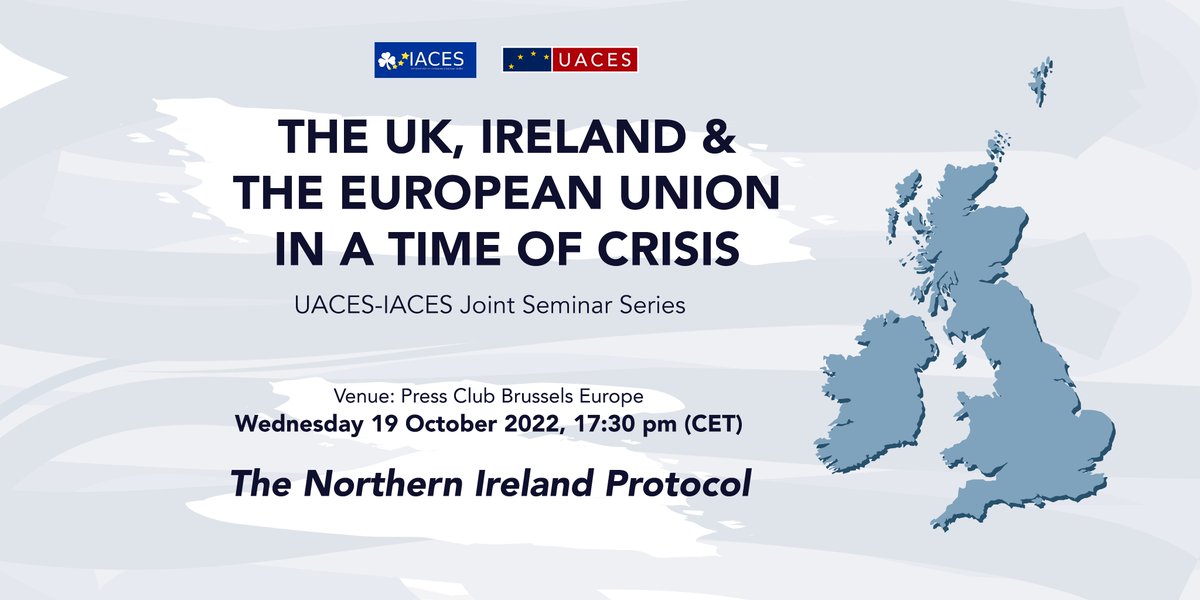 UACES's tweet photo. We are delighted to announce the next UACES-@IACESInfo seminar on 'The Northern Ireland Protocol'.
With @marycmurphy &amp; @usherwood as speakers, chaired by IACES President @giadina_1988.

📌Press Club Brussels Europe
🕠19 Oct, 17:30 CET
👉https://t.co/c8pzxoFcKw https://t.co/a6e9vGHTJn