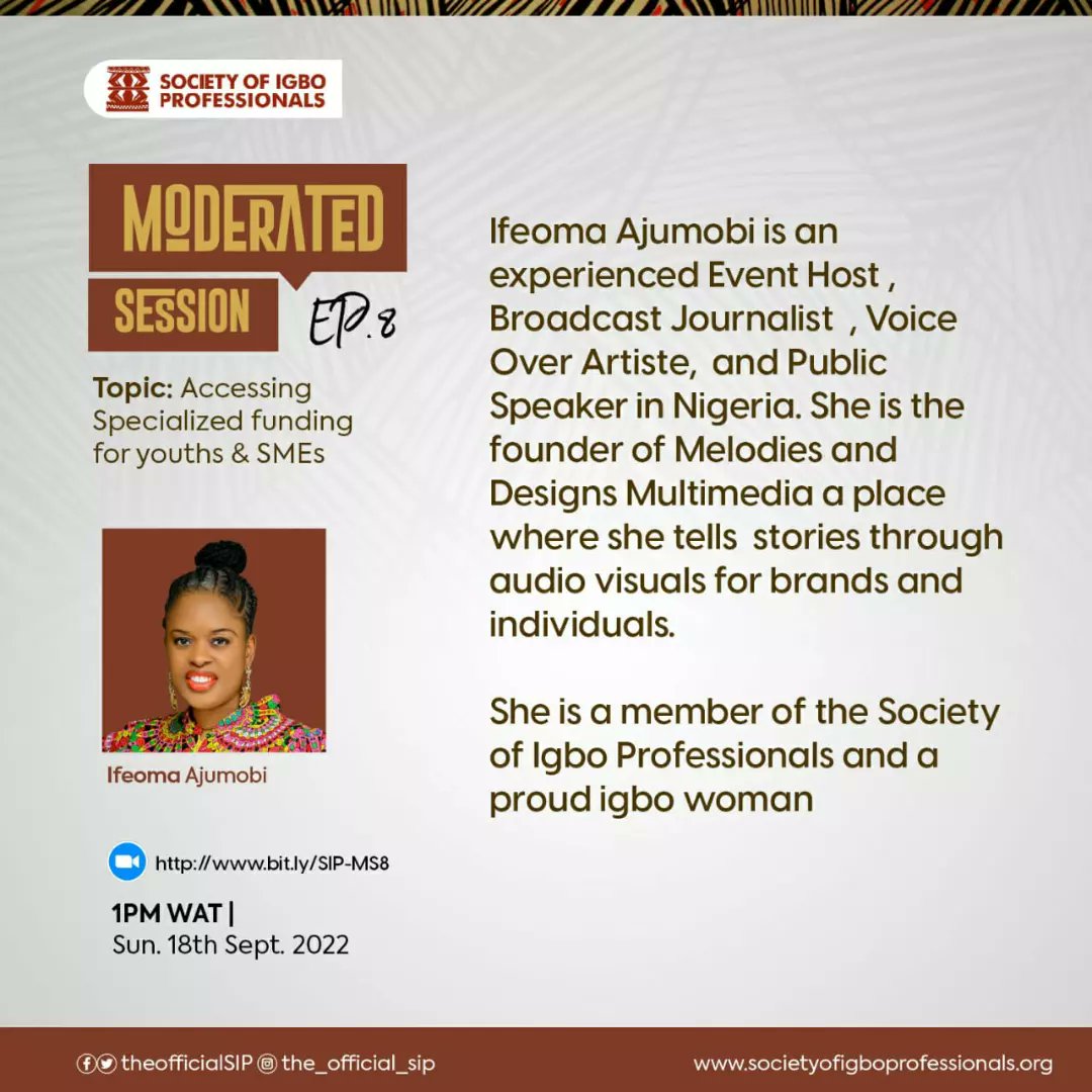theofficialsip's tweet photo. Special thanks to Ifeoma Ajumobi @Melmedia2013 for anchoring our just concluded Moderated Session, We had a great time!

#SIP #moderatedsession https://t.co/qICIA0G8F2