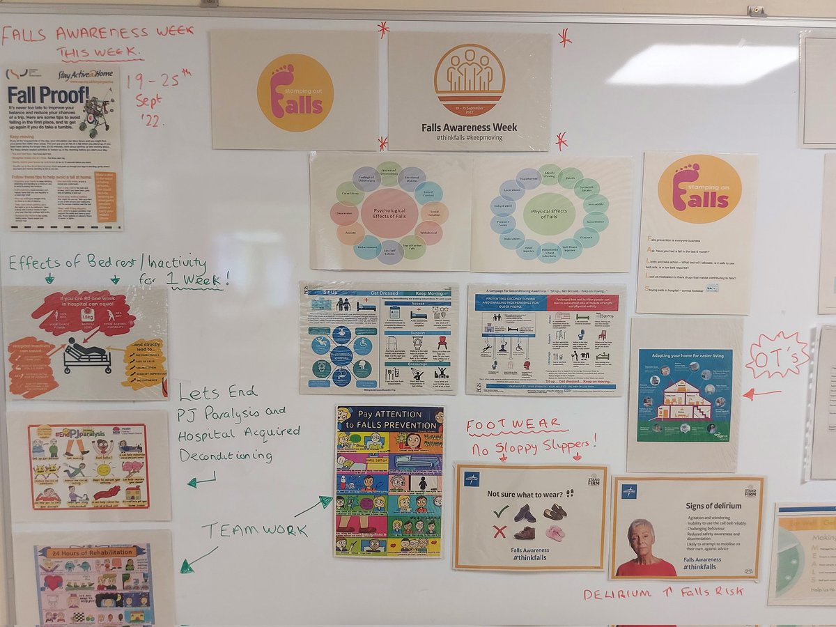 PhaupSuzy's tweet photo. Falls Awareness Week is here! Info board all ready to promote Falls Awareness and team approach to keeping active in hospital and preventing deconditioning.  @falls_network @thinkfalls @EndPJparalysis @CarolineWylie7 @NHSBorders @Zeus836 https://t.co/k2xtdSKcAD