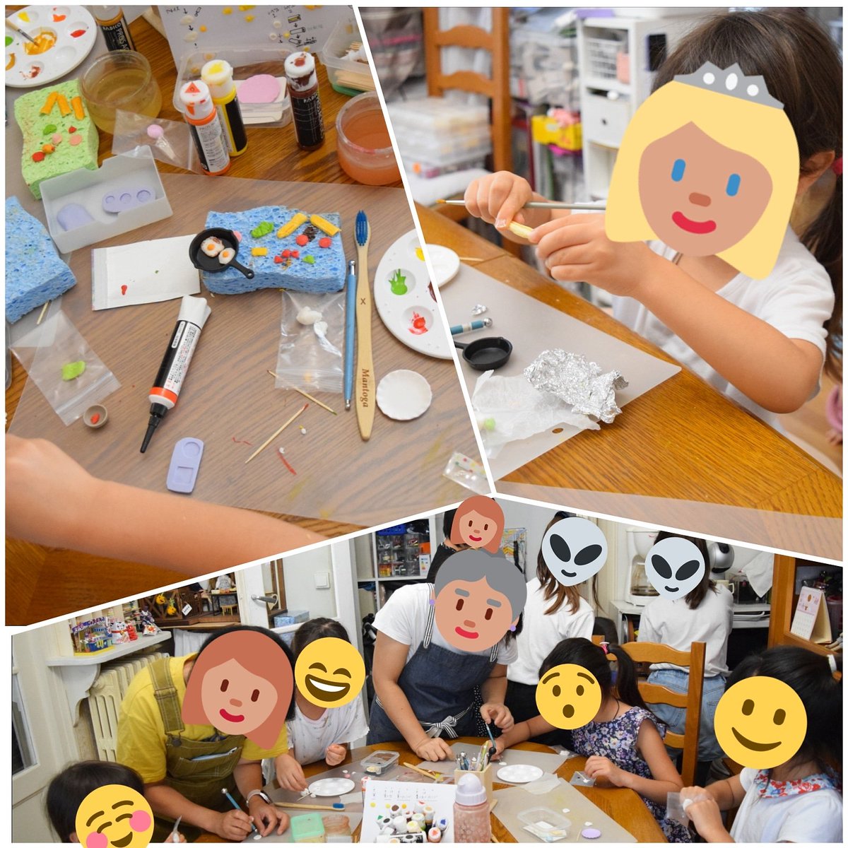 satomini_fr's tweet photo. つぶやくことがなく（汗）放置気味のTwitter。私は元気です。毎日、粘土と格闘しています。9月から始まっているパリ•こども粘土教室。明日もがんばります。#粘土 #パリ生活 #ミニチュアフード #子育て #習い事 #こども #朝食 #Blythe #maileg #momoko #Dolls #polymerclay #atelier #workshop https://t.co/0yCRLruiz6