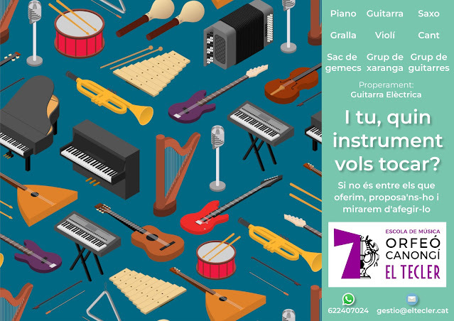 [Nou article!]
Música per a totes les edats! Quin instrument vols tocar?

ift.tt/OvXPhNa

Aquest curs apunta't a música! L'Escola de Música de l'Orfeó Canongí - El Tecler t'oferim tot aquest ventall d'instruments. Música per a totes les edats!

🎹 Piano
🎉 Gralla
💰 S…