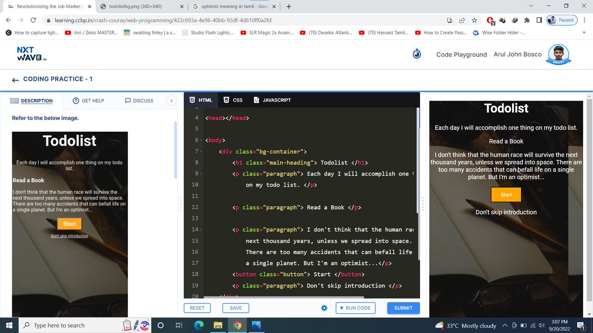 Arul_John_Bosco's tweet image. Hello @nxtwave_tech friends,
today I completed my first #codingpractice and scored 100/100.
#CSS
#cssboxmodel
#coding
#codingpractice
#HTML
#ccbp
#sashankgajjula
#rahulattuluri